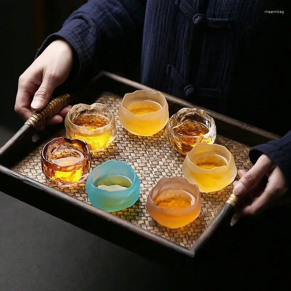Set di posate da tè Tazza da tè con smalto colorato Tazze da tè in vetro resistente al calore Colorato Wine Master con piattino Set cinese