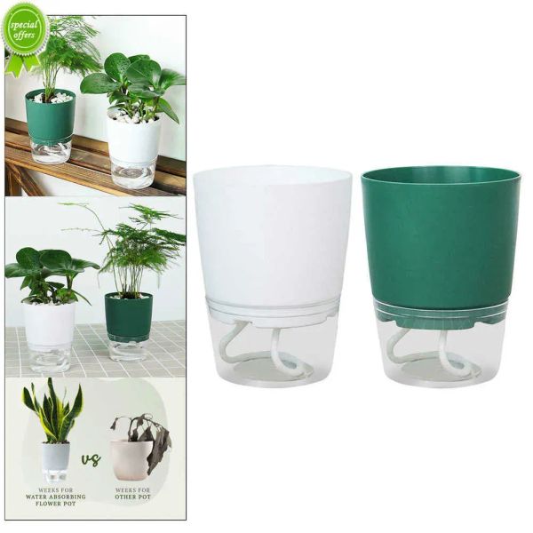 Vaso per piante autoirrigante Bacino di aspirazione automatico a doppio strato in plastica trasparente Vasi pigri di viola africana in vaso