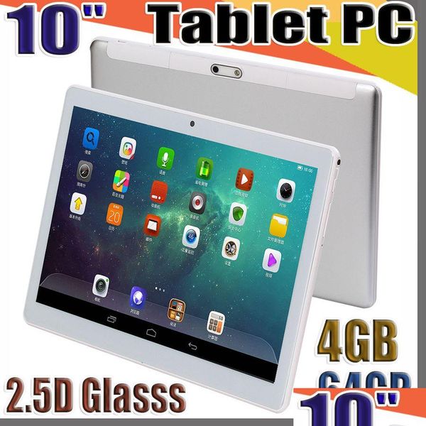 Tablet pc 168 de alta qualidade 10 polegadas mtk6580 2.5d glasss ips tela de toque capacitivo duplo sim 3g gps android 6.0 octa core 4gb 64gb drop del dhlqo