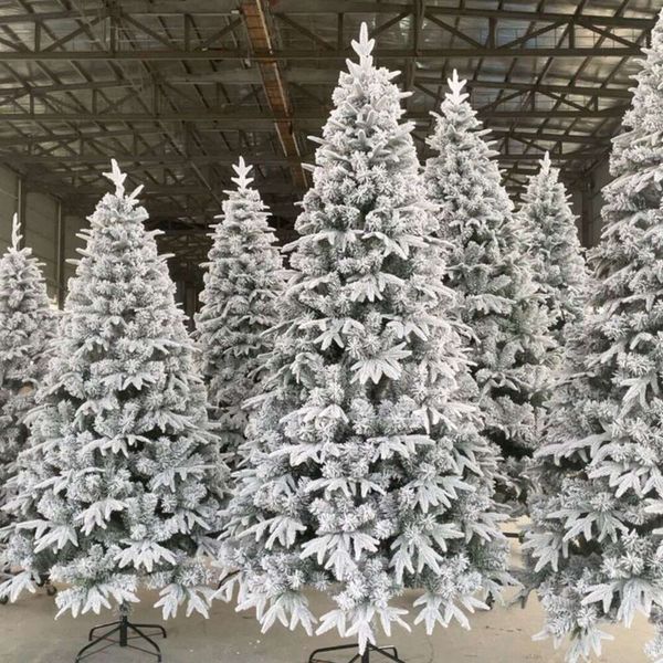 Декоративная елка, белая плюшевая рождественская елка, полиэтилен, смешанный ПВХ, имитация снегопада, кедр, витрина торгового центра