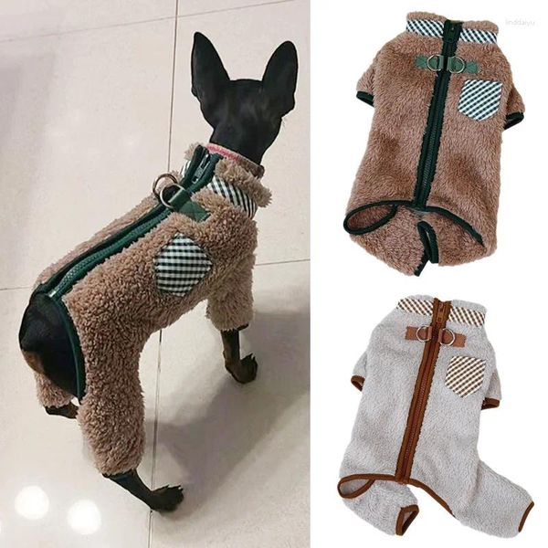 Macacão de vestuário para cães com fivela de tração inverno roupas para animais de estimação macacão de lã quente para cães pequenos malinois chihuahua roupas de cachorro casaco