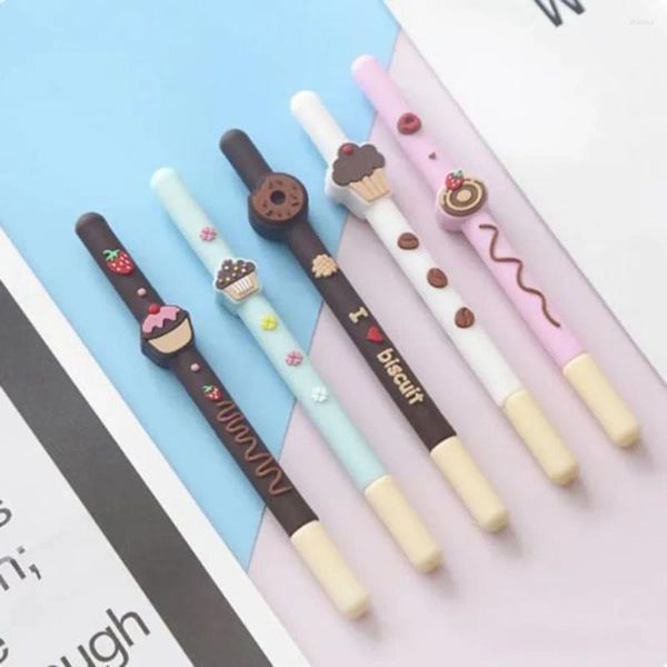 1 pçs papelaria bonito biscoito gel caneta escola escritório kawaii fornecimento novidade criativo choclate doce bolo adorável engraçado donuts frutas