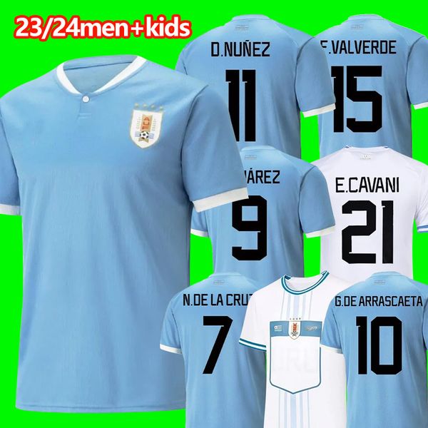 22 23 Player Fans versione 2023 Uruguay Soccer Jerseys squadra nazionale E.CAVANI D.NUNEZ F.VALVERDE G.DE ARRASCAETA R.ARAUJO G.VARELA L.SUAREZ maglia da calcio per uomo e bambino