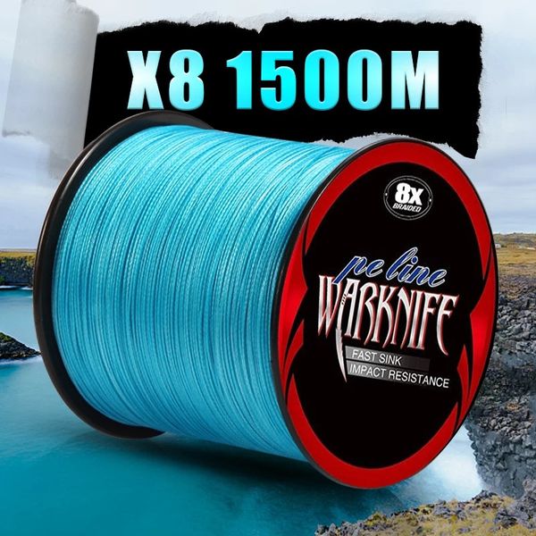 Linha de trança Warknife Linha de pesca 1500M 8 fios Linha de pesca trançada Multifilamento 6 -300LB Japão Multicolor Carpa Pesca Trançado PE Fio 231201