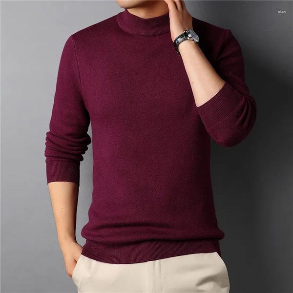 Camisola de suéteres masculinos Casmere de cashmere de inverno meio gurtleneck masculino pullovers para jovens masculinos malhas de malha