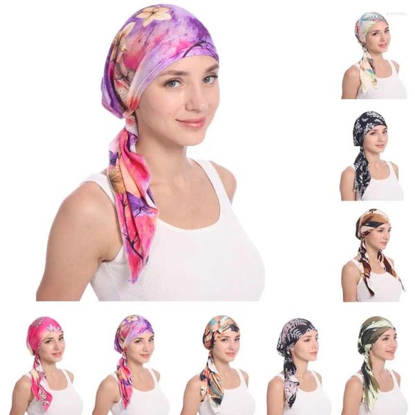 Abbigliamento etnico Donne musulmane Hijab Chemio Cancro Cap Perdita di capelli Cappello Testa Sciarpa Turbante Avvolgere Bandane islamiche Stampa Elastico Arabo Medio Oriente