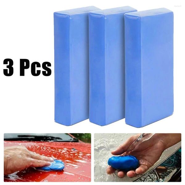 Soluções de lavagem de carro 3pcs barra de limpeza de argila detalhando tratamento de polimento de cera manchas finas óleo de ferrugem reutilizável seguro ambientalmente