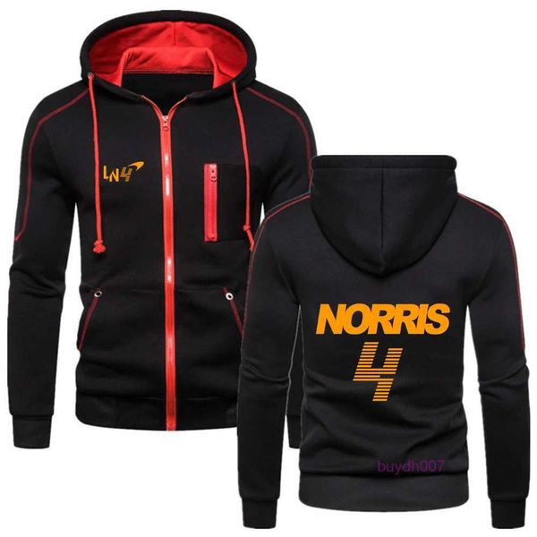 Erkek Hoodies 2023/2024 YENİ F1 Formula Bir Yarış Takımı Sweatshirts McLaren Hayranları Erkekler Lando Norris Moda Pamuk Zip Fitness Düz Renk Polar Ceket Üst E8er