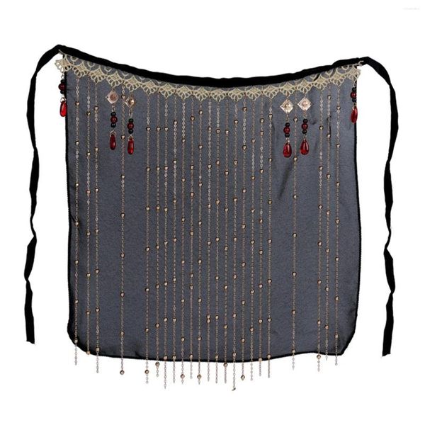 Sciarpe Hanfu Velo Nappa Tenda per il viso Maschera nera Protezione solare Danza classica per spettacoli antichi