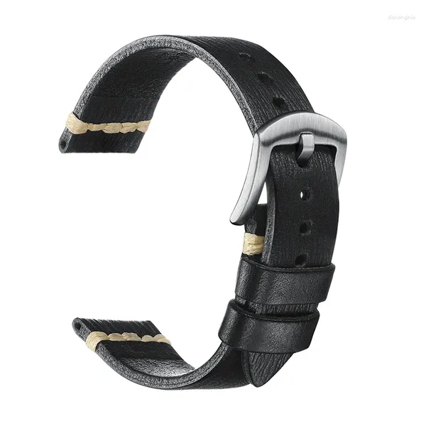 Bandas de relógio pulseira de couro curtido 20mm 22mm homens negócios simples acessórios de cinto confortável