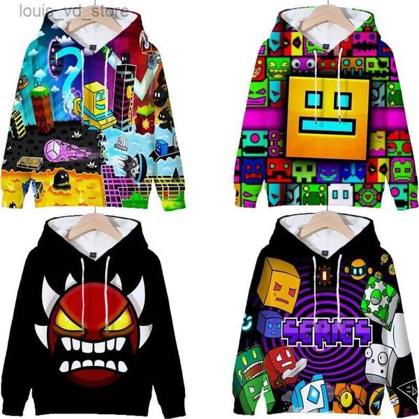 Felpe con cappuccio Felpe Bambini Angry Geometry Dash Felpe con cappuccio Ragazze Ragazzi Cartoon Gioco Felpe Abbigliamento per bambini Stampa 3D Felpa con cappuccio Pullover Outwears Sudadera T231202