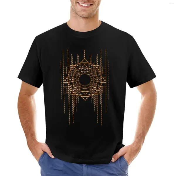 Erkek Tişörtleri Zarif Vintage Art Deco Tasarımı Siyah Üstünde Altın T-Shirt Hızlı Kurutma Gömleği Adam Büyük boy erkekler