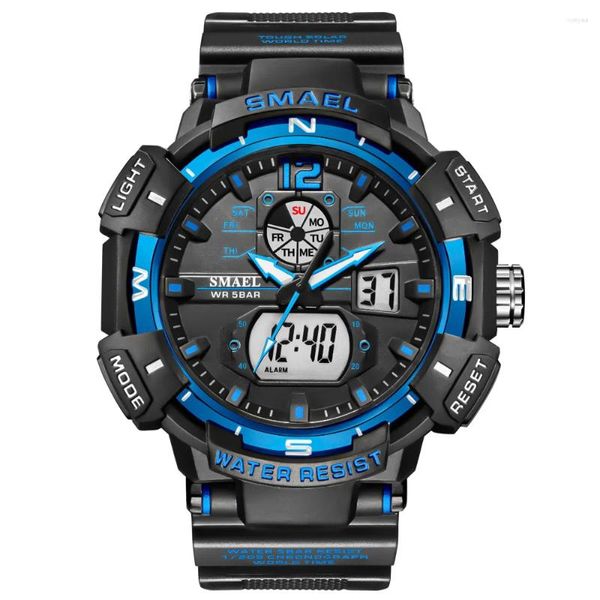 Relógios de pulso SMAEL Top Men Watch Outdoor Sports Waterproof Relógios Dual Time Display Quartz Borracha Relógio Digital