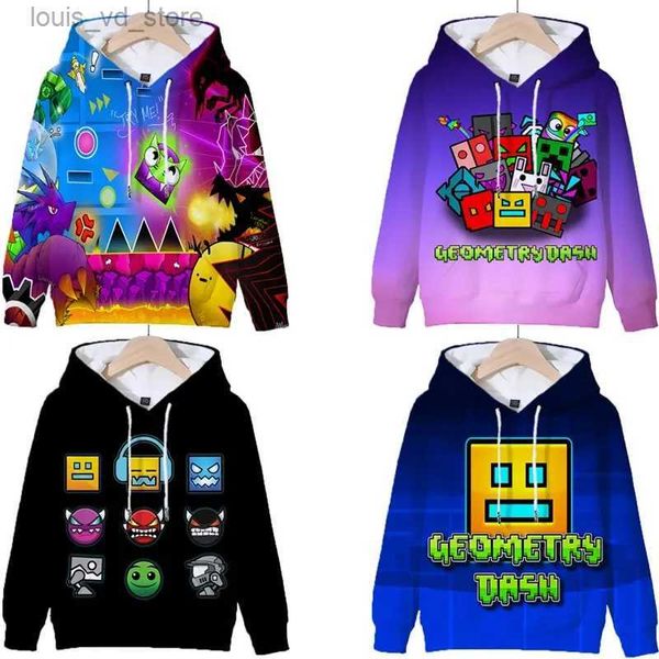 Felpe con cappuccio Felpe per bambini Geometry Dash 3d Stampa Felpe con cappuccio Ragazze Ragazzi Cartoon Gioco Felpe Top Bambini Manica lunga Pullover Cappotto Sudadera Regali T231202