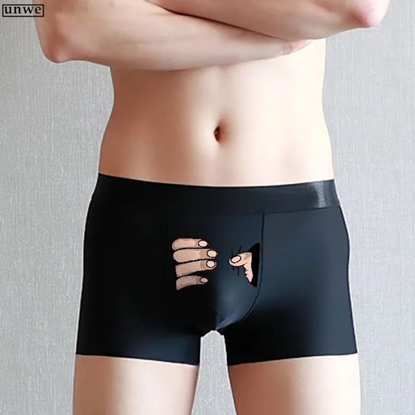 Underpants engraçado dos desenhos animados roupa interior homens gelo seda boxer shorts sexy bonito spoof tronco plus size calcinha masculina para amantes presente 231202