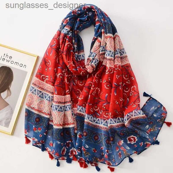 Foulards Bandannas Foulard de créateur Foulards de luxe pour femmes rouge bleu femme écharpe élégante femmes Shls pour voiles de coton Bandana BrandL231202