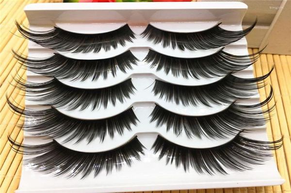 Falsche Wimpern, 5 Paar, Set, charmantes Schwarz, übertrieben, dick, lange Wimpern, tägliches Party-Make-up, Verlängerungswerkzeuge, Ganzes 6401969