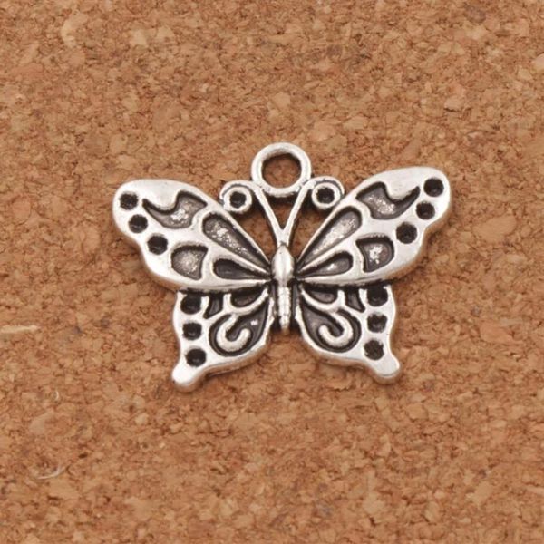Cuentas de dijes de mariposa de pavo real blanco Anartia Jatrophoe, lote de 100 Uds., 24, 8x19, 1mm, colgantes de plata antiguos, joyería DIY L1128229K
