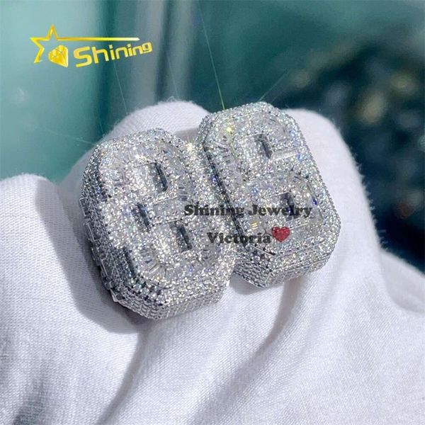 Hip Hop Sterling Silber Weißgold GRA Pass Diamond Tester Iced Out Nummer 36 Moissanit Custom Ring