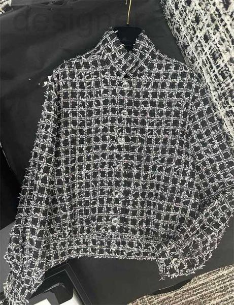 Misto lana da donna designer 2023 Inizio autunno Nuovo Cha Xiaoxiangfeng Celebrity francese Plaid Tweed Stand Collo Temperamento Cappotto CFZN