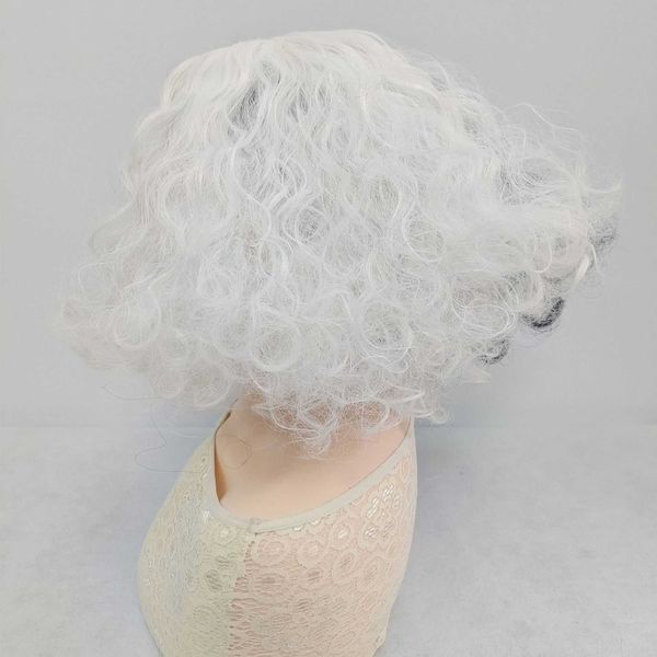 Verim Cosplay Wig Headgear Siyah ve Beyaz Cadı Kuira Wig Kız Kısa Kıvırcık Saç Başlık