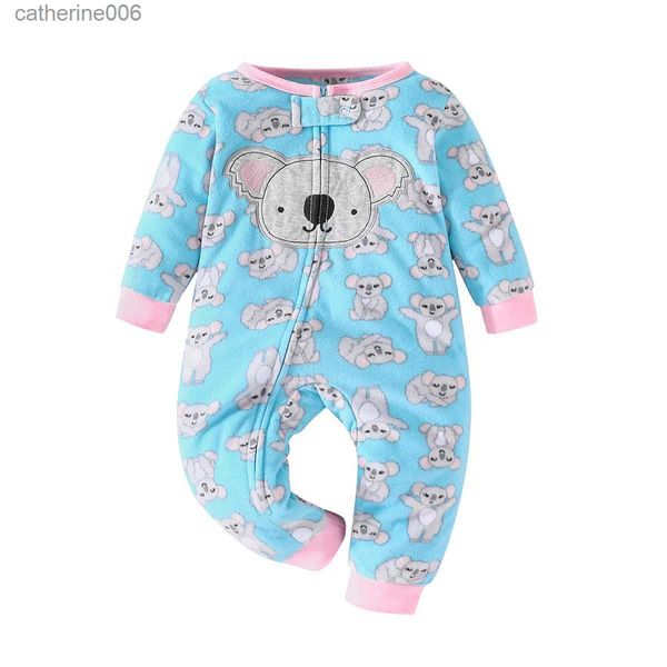 Set di abbigliamento 2023 Nuovo autunno inverno caldo neonato neonate ragazzi pagliaccetto pigiama in pile tuta ragazza cartone animato carino bambino vestiti del bambinoL231202