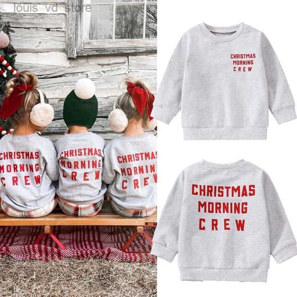 Pullover FOCUSNORM 0-5Y Lovely Kids Ragazze Ragazzi Felpa T-shirt Lettera di Natale stampata Pullover a maniche lunghe Grigio Top T231202