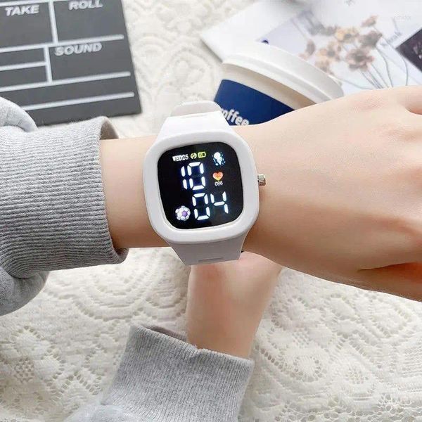 Наручные часы POPACC, простые модные цифровые часы с сенсорным экраном для женщин, желейные цветные часы, студенческие повседневные украшения