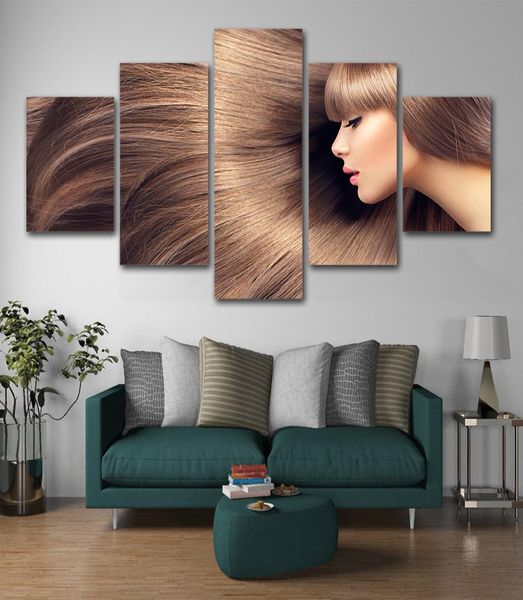 5 painéis pintura em tela cartazes de cabeleireiro cabelo slaon arte da parede do salão de beleza cartazes arte barbeiro cartaz pintura 9386979