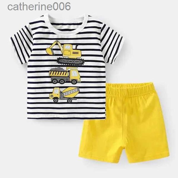 Kleidungsstücke Baumwollkindjungen Kleidung Sommeranzug Baby Kurzarm Shorts Sets süßer Cartoon T -Shirt Kleinkind Kids Outfit 1 2 3 4 Jahre lang231202