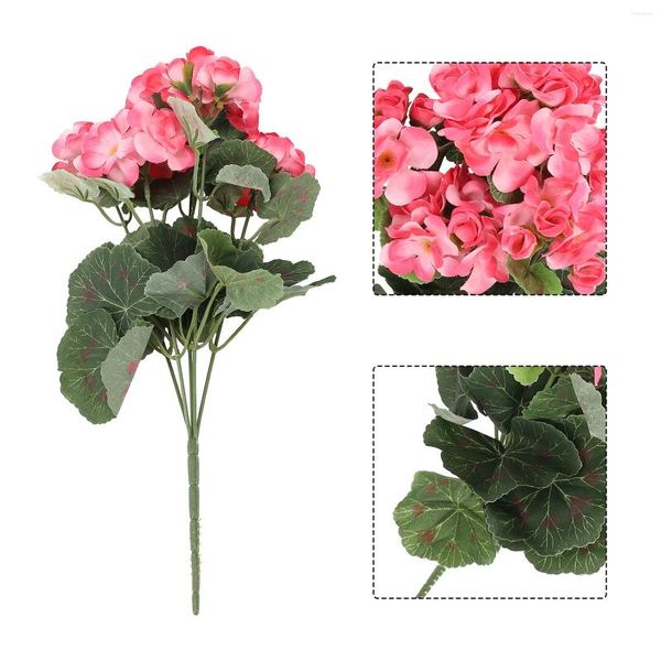 Flores decorativas 1 ramo artificial gerânio vermelho rosa planta flor outono decoração acessórios do quarto