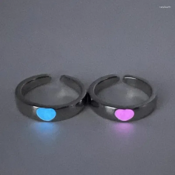 Cluster-Ringe, blau, rosa, Liebesherz, leuchtender Ring, modische Form, Paar, Nachtglühen, japanisch, koreanisch, vielseitig, niedlich, einfach