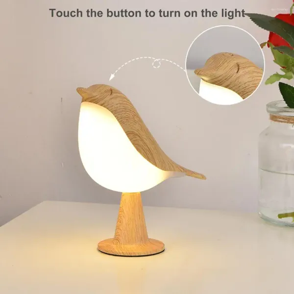 Lâmpadas de mesa LED Bird Desk Lamp Regulável Temperatura de cor ajustável Flicker Nightstand Night Light Decoração do quarto