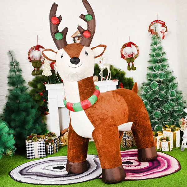 Outros suprimentos de festa de evento 180cm Inflável Elk Plush Toys Decoração de Natal para Home LED Rena Iluminada Modelo Ano Ornamento 231202