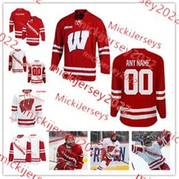 Wisconsin Badgers Hóquei Jersey 31 Kyle McClellan 33 Ben Garrity 34 William Gramme 51 Cruz Lucius Wisconsin Jerseys Personalizado Costurado Mens Juventude