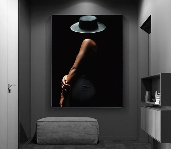 Mulher sexy moderna arte corpo preto fundo impressão cartaz arte da parede fotos para sala de estar decoração casa sem moldura2888829