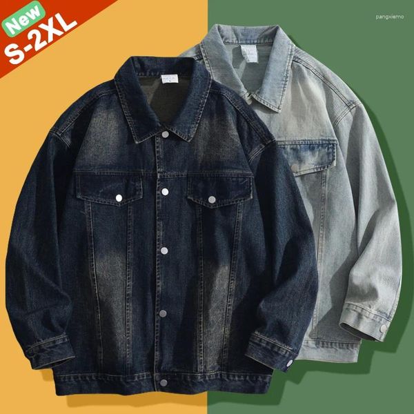 Jaquetas masculinas Navio Livre Denim Homens Outono Casacos Masculino Vintage Estilo Coreano Outerwear Menino Lapela Motorcylcle Clohing Venda Direta da Fábrica