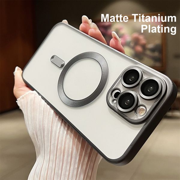 Магнитный матовый чехол-бампер с титановым покрытием для iPhone 15 12 13 14 Pro Max 11 Чехол Защитная пленка для объектива камеры Противоударный чехол для кожи