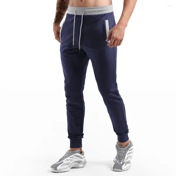 Calças masculinas de algodão ginásio puro zíper correndo cinza escuro corredores streetwear casual esporte calças masculino treinamento fitness sweatpants