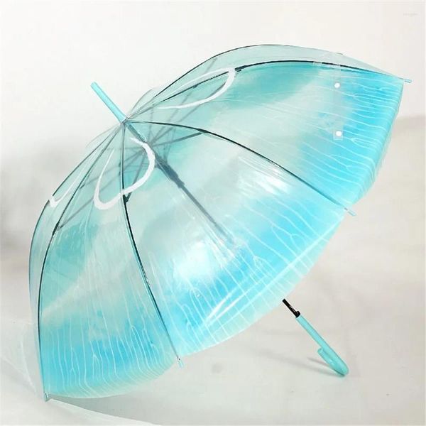 Regenschirme, langer Griff, Quallen-Automatikschirm, transparenter Farbverlauf, einzigartiger Strand-Sonnenschirm, Kunststoff, Unisex, Guarda Chuva-Regenausrüstung