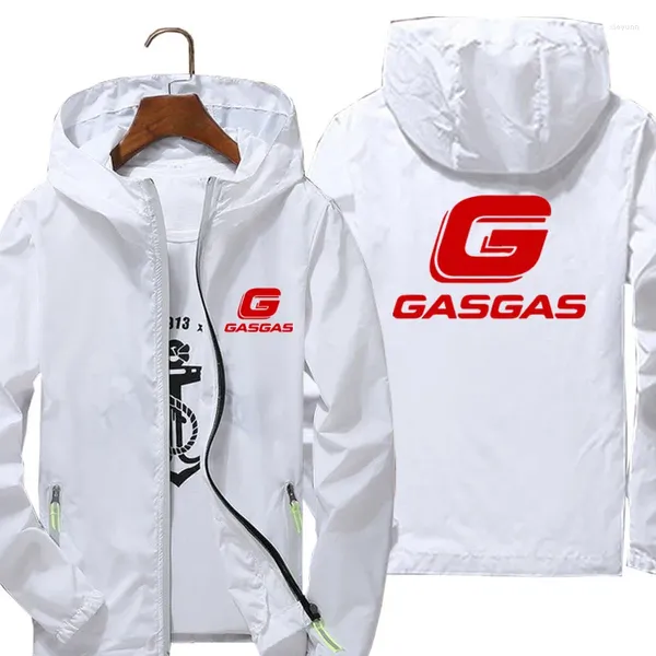 Vestes pour hommes Motos GasGas Hommes Femmes Mince Crème Solaire Coupe-Vent Veste Sport Pilote À Capuche Manteaux À Fermeture Éclair Plus Taille 7XL