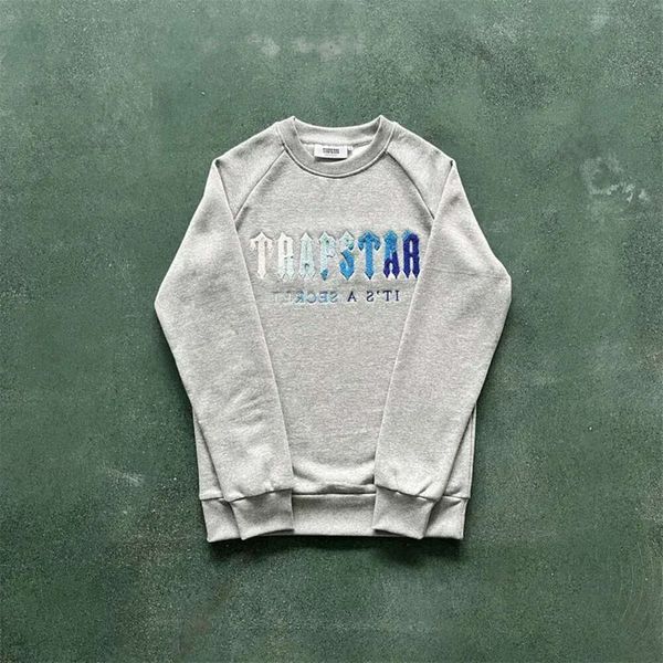 Mens Hoodies Bordados Mulheres Jaqueta Trapstar Track Homens Chenille Decodificado Tripulação Pescoço Rock Candy Sabor Preto Azul Pulôver Supermes