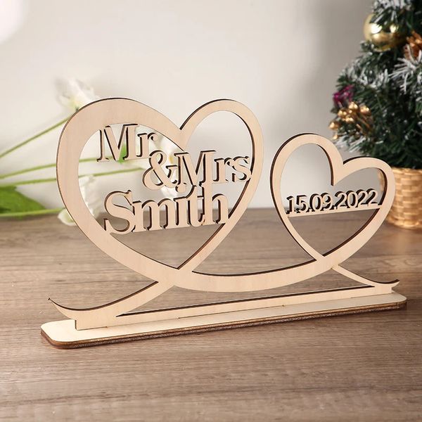 Decorações de Natal Placa de casamento personalizada Mr Mrs Placa de sobrenome personalizada Mr e Mrs Placa de sobrenome para mesa de casamento decoração de peça central de casamento 231201