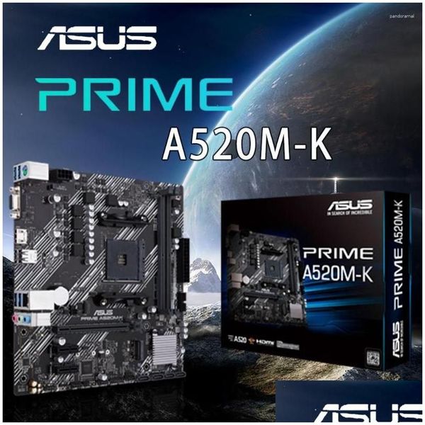 Материнские платы Amd Prime A520M-K Материнская плата с разъемом Am4 Ddr4 64 ГБ Pci-E 3.0 M.2 Настольная материнская плата Ryzen Cpu Overlocking 5000 Drop Delive Dhwip