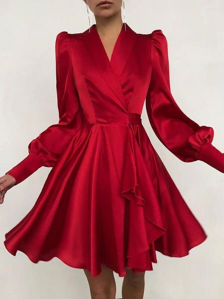 Party Kleider Herbst Lose Beiläufige Schaukel Midi Kleid Frauen Die Laterne Hülse Prom Vintage Roben Femme Koreanische Vestido