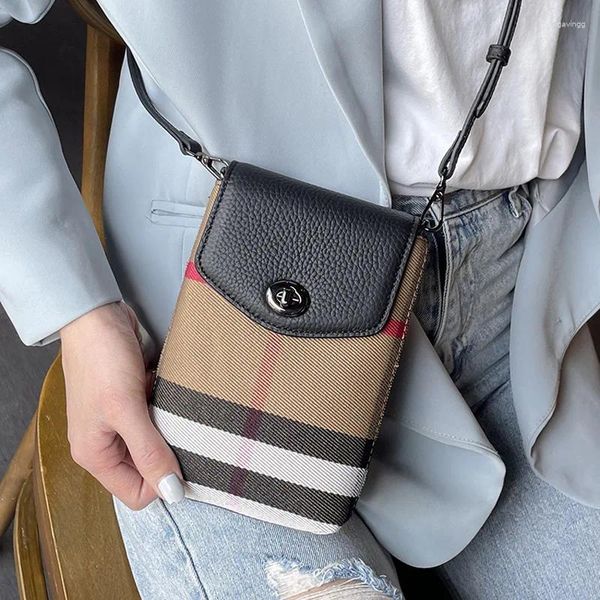 Мини-решетчатая женская сумка на плечо из натуральной кожи, маленькая сумочка, кошелек, модная сумка через плечо с замком, брендовая дизайнерская сумка для телефона