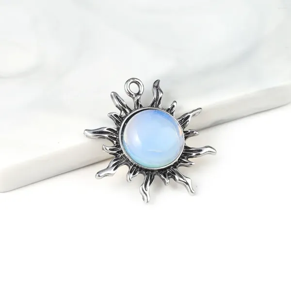 Anhänger Halsketten Opal Naturstein Sonnenblume für Schmuckherstellung DIY Halskette Armband Zubehör
