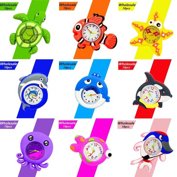 Orologi per bambini 10 pezzi Orologi per bambini all'ingrosso Orologi per bambini Bracciale giocattolo per bambini Cartoon Stelle marine / Tartaruga / Pesce Orologi per bambini Ragazzi Ragazze Orologio Studente Orologio 231201