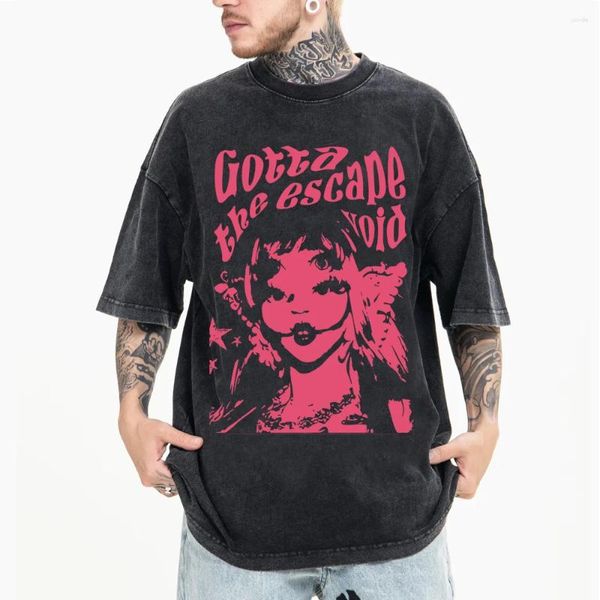 Camisetas masculinas Melanie Martinez Portals Tour Print Vintage Lavado Oversized Y2K Camisetas 90S