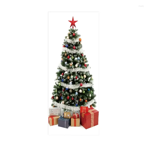 Decorazioni natalizie 2 pezzi/set albero 3D adesivo decorativo per porta del frigorifero carta da parati autoadesiva impermeabile adesivo da parete decorazioni per la casa